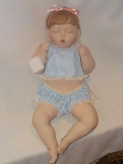 16" All Porcelain Baby Doll "Good As Gold" By Ashton Drake W/ Box 2