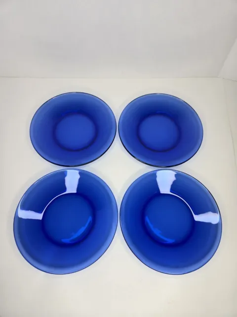 4 Vintage Cobalt Blue Lunch Plates 8 inch, Excellent Condition.