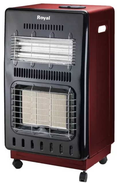 Stufa a gas GPL e Elettrica Ventilata 4,2 Kw  ad infrarossi Rossa Kit tubo inclu