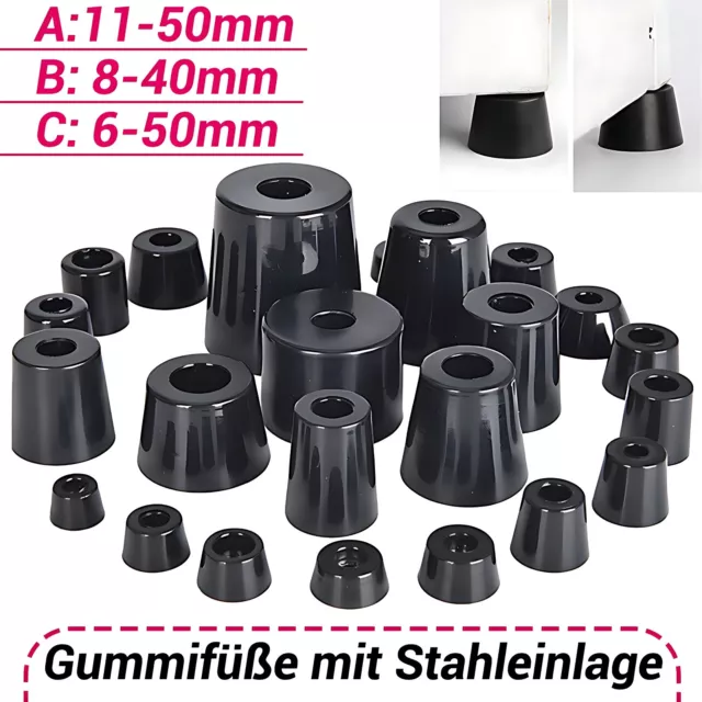 11mm-50mm Gummifüße mit Stahleinlage Casefuß Gummi Möbel Boxen Füße Geräte Fuß