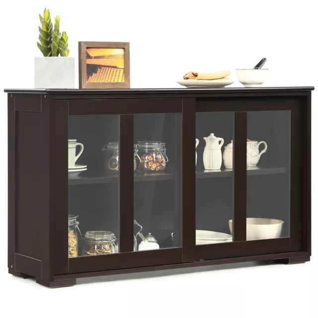 Kitchen Storage Sideboard Dining Buffet Server Cabinet Cupboard W/ Sliding Door