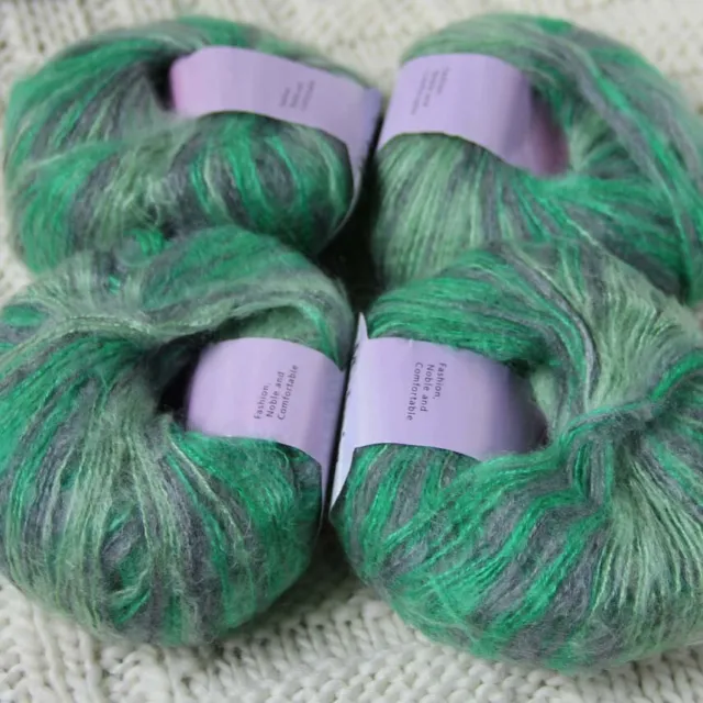 Sale 4BallsX25gr Fluffy Lace Mohair Warm Shawl Rugs Hand Knit Crocheted Yarn 60