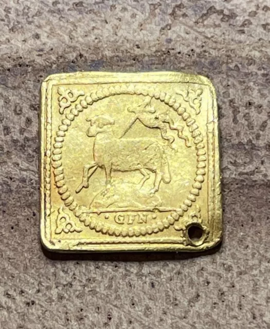 Goldene Dukatenklippe GFN 1892, Wappen und Lamm Gottes auf Erdhalbkugel