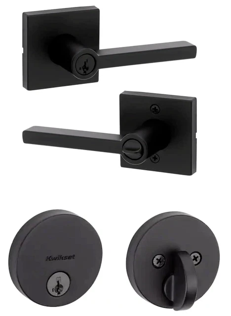 Kwikset 97402-920 Keyed Entry and 92580-020 Deadbolt - Both Smartkey Matte Black