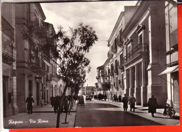 Cartolina  Ragusa  B/N  Viaggiata  1959  Via  Roma  Animata