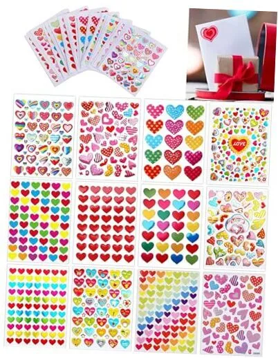 120 hojas pegatinas de corazón de San Valentín para niños, decoraciones de amor del día de San Valentín