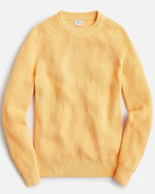 NWT J Crew Shaker Stitch Knit Chunky Heavy Fisherman Sweater in Pale Orange