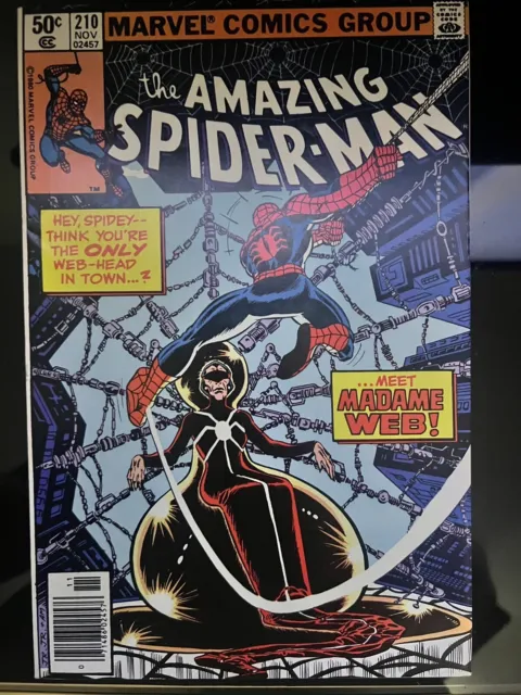 THE Amazing Spider-Man #210 1st App & Origin of Madame Web Newsstand 1980 NM 🔥