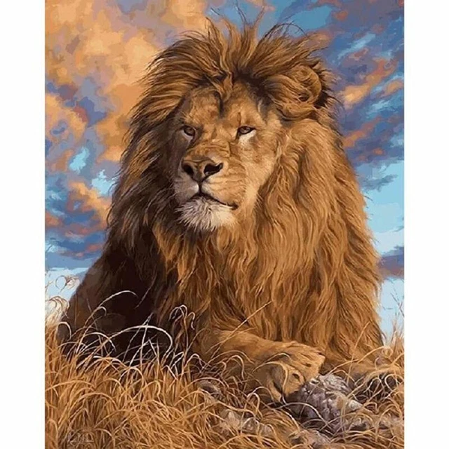 Diamond Dotz Löwe Diamond Painting Malen mit Diamanten ab 8 Jahre 40 x 30 cm