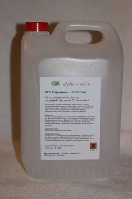 2x5 L Citric Acid Decalcifier Bio Descaler Concentration 30% Zitronsäure