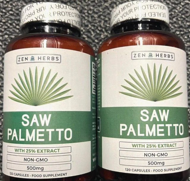 2 X ZEN HERBS Saw Palmetto 120 Capsules, URINARY / PROSTATE HEALTH £7.