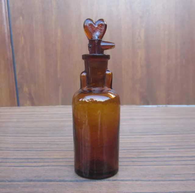 ANTIQUE GERMAN TK 30ml DROP MEDICAL AMBER GLASS BOTTLE for OPIUM ANESTHESIA