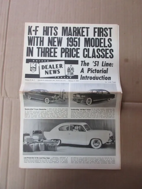 Vintage Kaiser Frazer Dealer News February 17 1950 Newsletter    B
