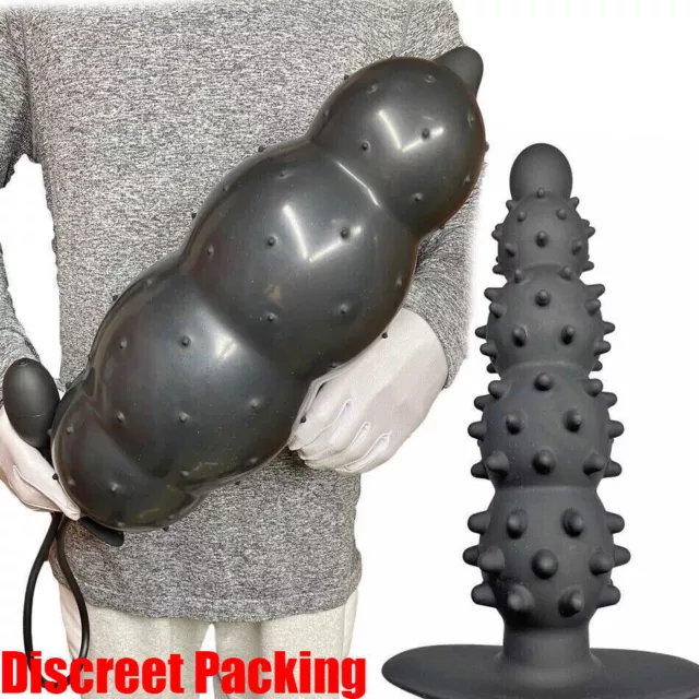 Prostate-Anal-Butt-Plug-Dildo-Beads-Men-Women-Lubricants Huge Inflatable Male