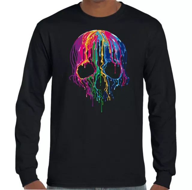 T-shirt teschio dripping biker uomo tatuaggio gotico fusione moto top
