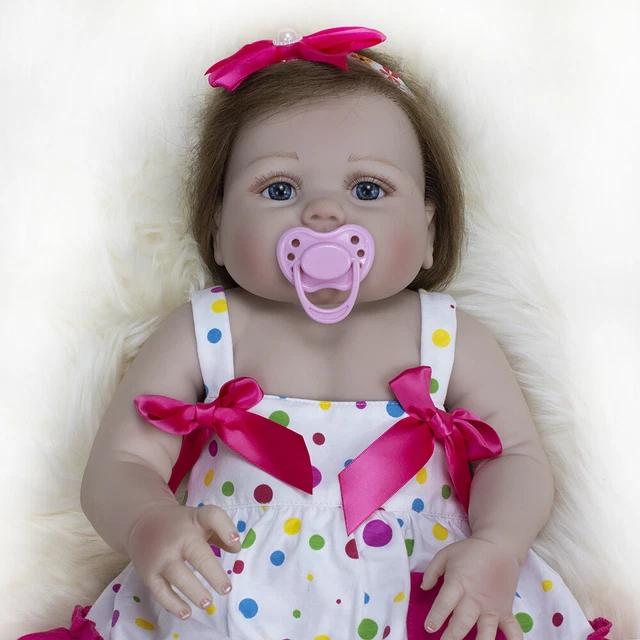 22" Full Body Vinyl Silicone Reborn Baby Dolls Realistic Newborn Girl Gift Doll