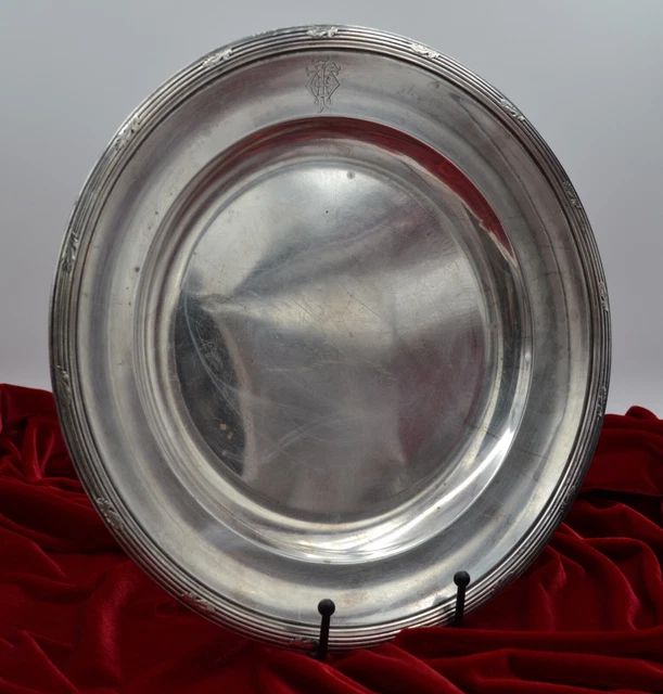 Grand Plat De Présentation Porcelaine émaillé Argent Mass