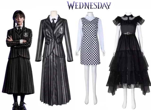 Wednesday Addams Cosplay Costume Dress Addams Family Halloween School Uniform