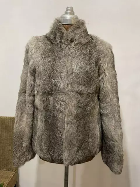 Women size M Jacket Maison Margiela MM6 Real Fur Rabbit Gray Mix Jacket Stand Co