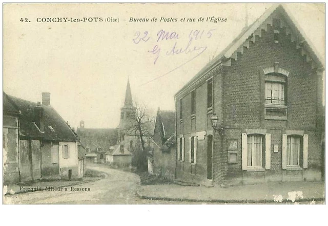 60.CONCHY LES POTS.n°18938.BUREAU DE POSTES ET RUE DE L'EGLISE.MANQUES++