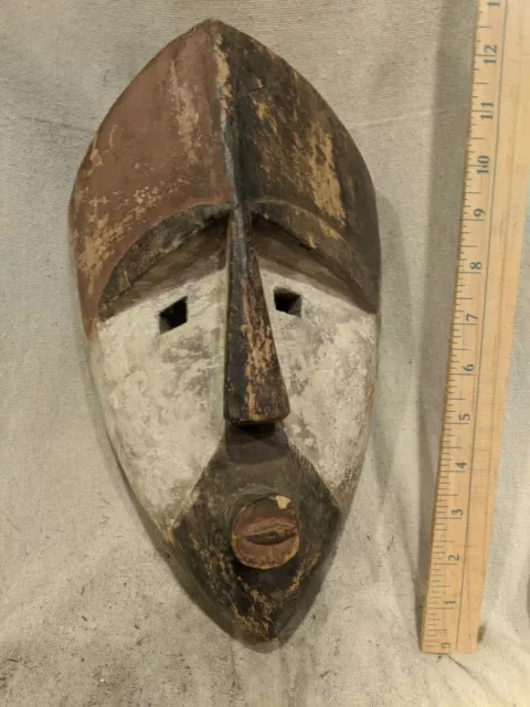 Bold Featured Mask with Square Eyes — Authentic Carved African Wood Art