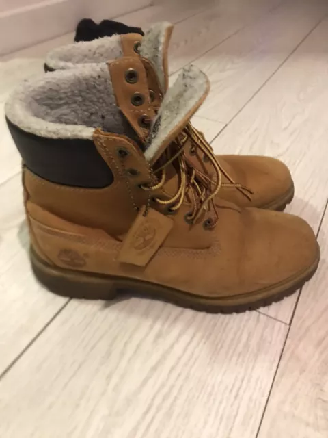 TIMBERLAND WOOL LINED Lace Up Boots Beige Leather Suede Mens UK 8 £50. ...