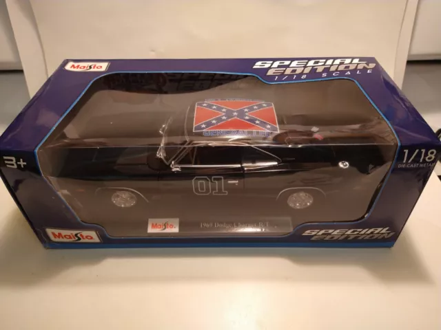 The Dukes Of Hazzard Maisto 1969 Blck Dodge Charger General Lee 1:18 Diecast Car