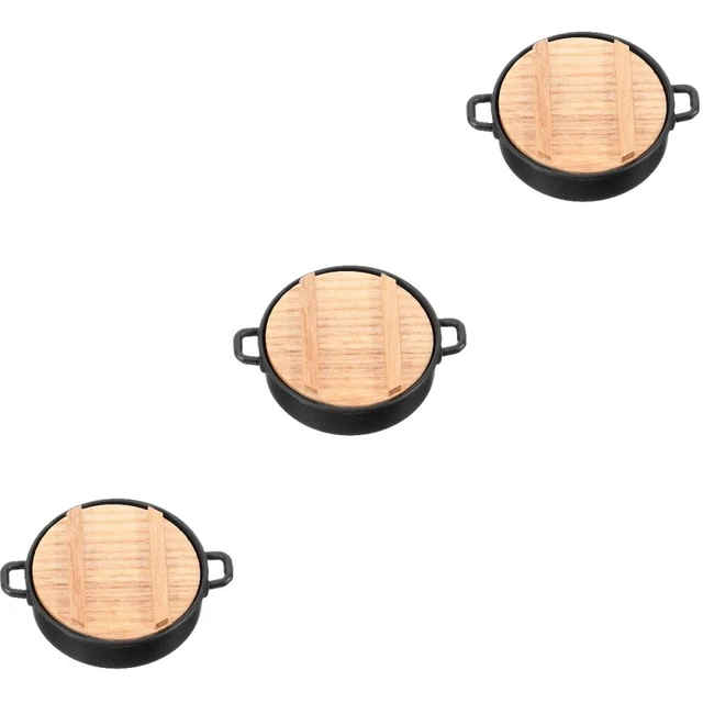 3x pentola in miniatura ornamento bambini cucina in miniatura per giocattoli Pro mini casa