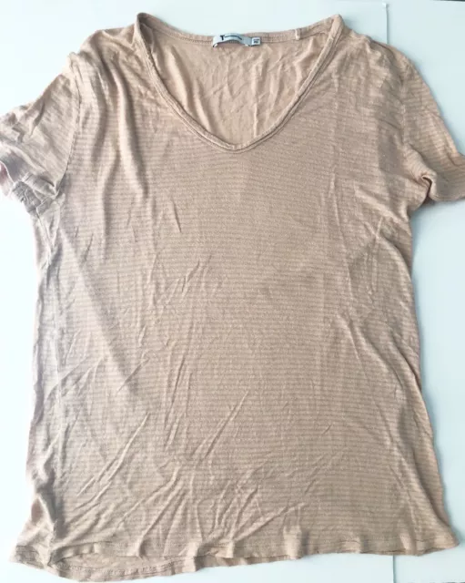 T Alexander Wang Women’s Peachy Pink V Neck Over Sized Tunic Shirt Size Large