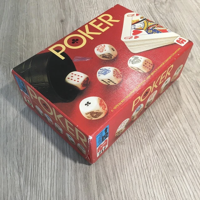 ANCIEN BOÎTE POKER d'As Jeu de Dés avec Cartes Jumbo 1974 Complet avec