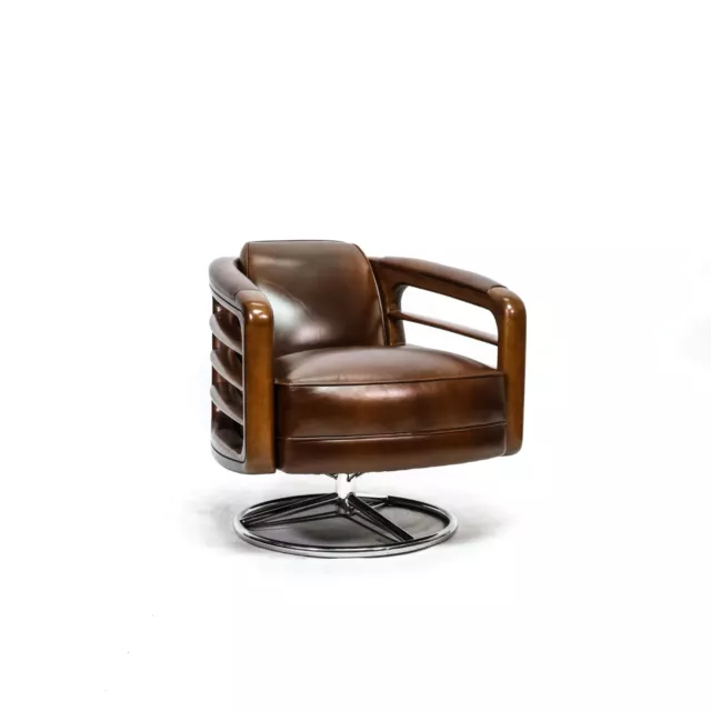 Fauteuil Club En Cuir Noir Style Art Déco – Vintage Rétro Années 20