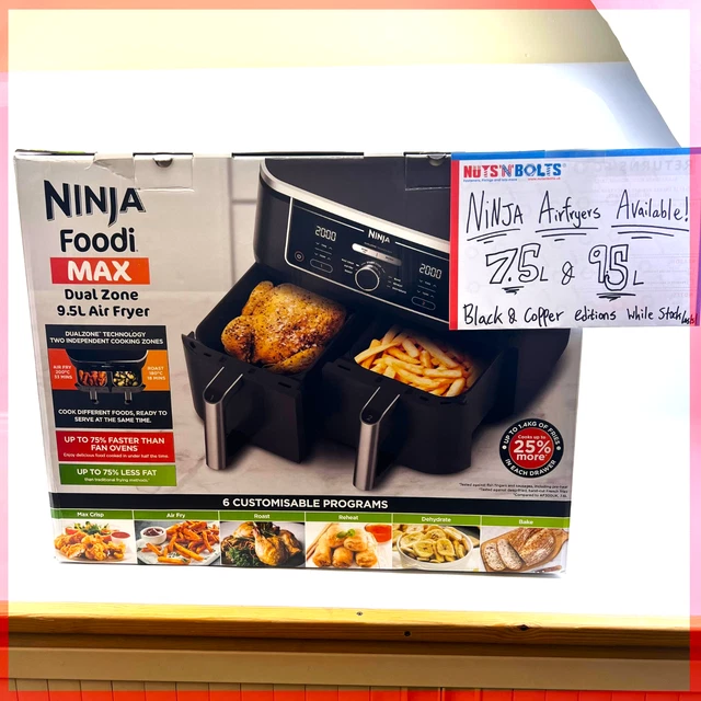 NINJA FOODI MAX Dual Zone Air Fryer AF400UK 9.5L Brand New BLACK IN