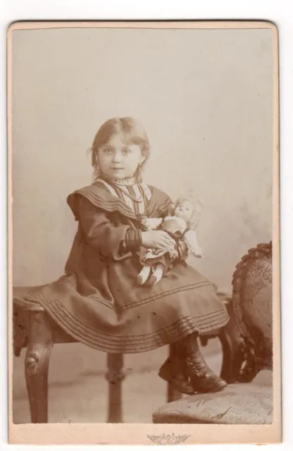 Antique German CDV - Photo of a Little Girl - Germany, Berlin -  A. Jandorf & Co