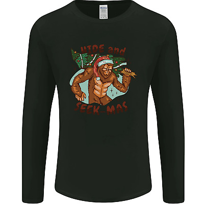 Bigfoot Hide and Seekmas Funny Christmas Mens Long Sleeve T-Shirt