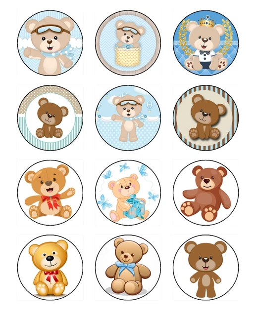 BEAR FACE CUPCAKE Toppers Edible Wafer Paper Cake Decorations 24 #01 £8 ...