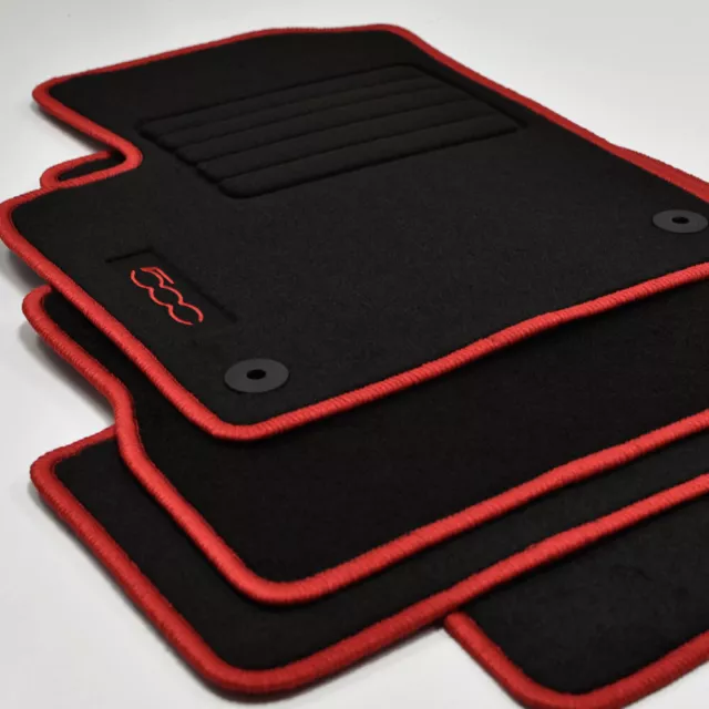 Mattenprofis Velours Logo Fußmatten passend für Fiat 500E Elektro ab Bj.2020 rot