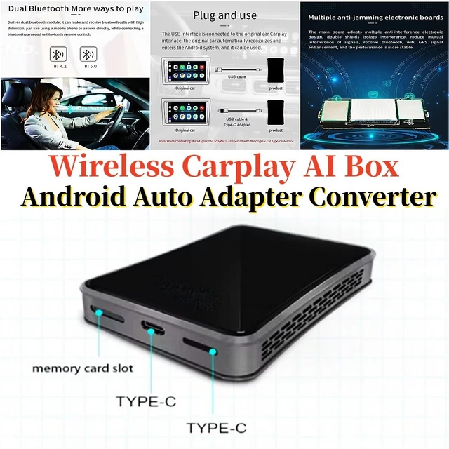 Car Android 11.0 Wireless Carplay AI Box Android Auto Adapter w/GPS 4G WIFI ×1