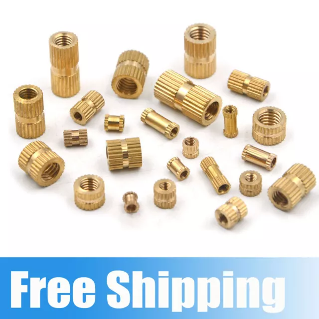 M2 M2.5 M3 Brass Threaded Knurled Round Insert Nuts Embedded Nuts Brass Nut New