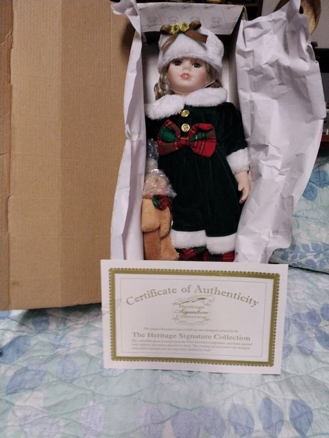 Heritage Signature Collection, Olivia Holiday Doll #36597, Porcelain 16”