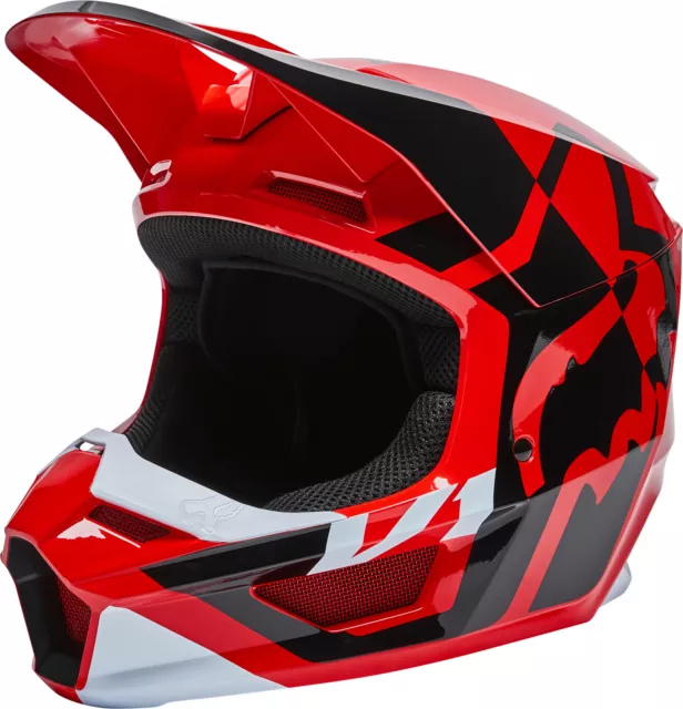 Fox Racing V1 Lux Youth MX Offroad Helmet Flo Red