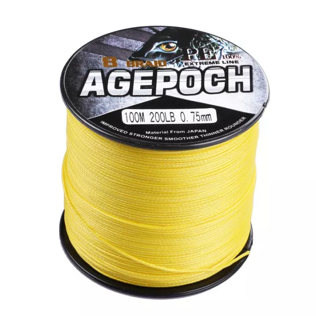 Agepoch Braid 100M-2000M Yellow Dynema Braided Fishing Line PE 6LB-300LB 3