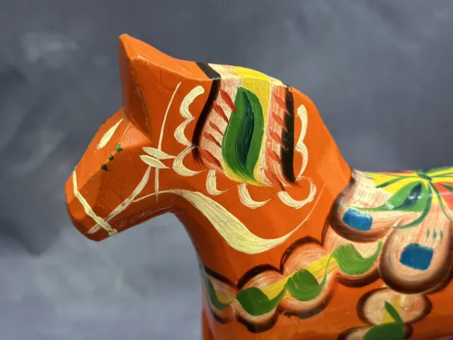 Vintage Swedish Dala HEMSLOJD OLSSON Hand Painted Wood Horse