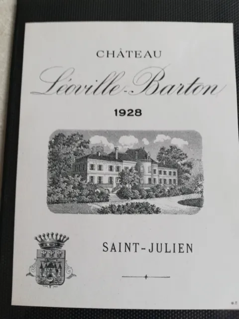 étiquette vin Château Léoville-Barton 1928, Saint-Julien.
