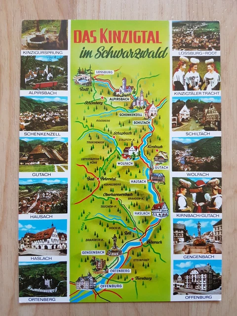Netz Kinzigtal AK POSTKARTE DAS Kinzigtal Im Schwarzwald Landkarte Offenburg Lossburg ...