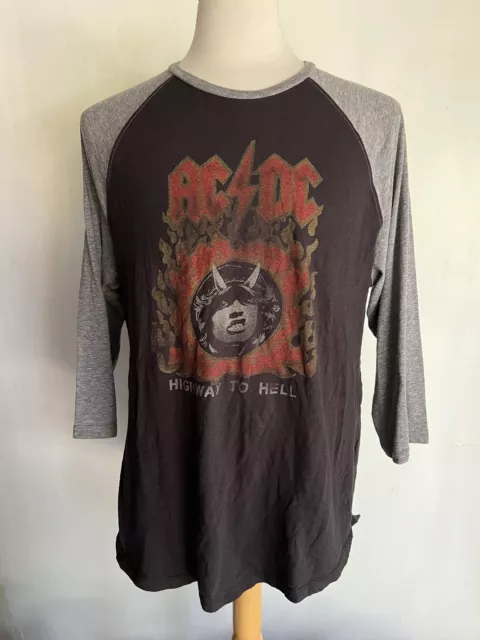ACDC (2018) Official Men's "Highway To Hell" Lucky Brand Raglan Band T-Shirt XL
