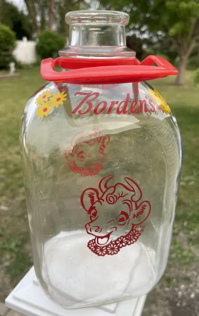 Vintage Borden's Elsie Double Sided One Gallon Milk Jug Great Colors W/ Handle