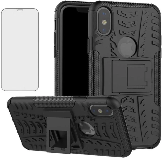 Phone Case for Apple iPhone Xs X 10 10s with Tempered Glass Screen Protector