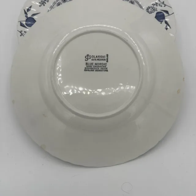 4 Vintage J. G. Meakin England Blue Nordic Pattern Ironstone Dinner Plates 10" 3