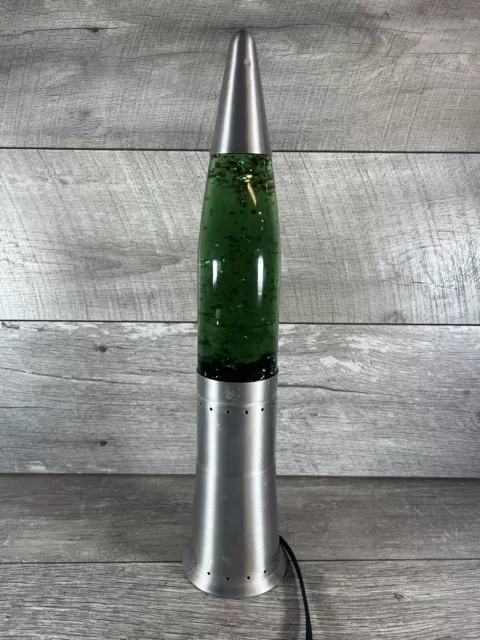 Pliable Art Lamp Rocket Missile Lava Lamp Orange Green LARGE 19" Vtg 90s