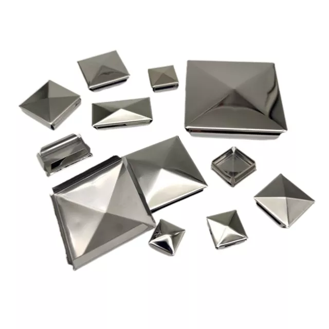 Stainless Steel Square Pyramid Post Cap for Galvanized Steel Coverings
